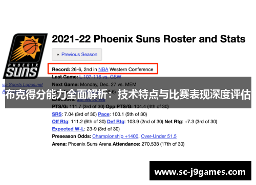 布克得分能力全面解析：技术特点与比赛表现深度评估